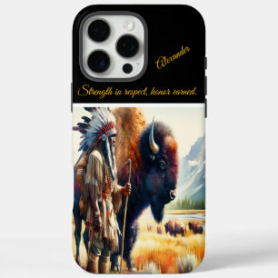 Krieger mit Bison. iPhone 16 Pro Max Hülle