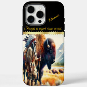 Krieger mit Bison. iPhone 16 Pro Max Hülle