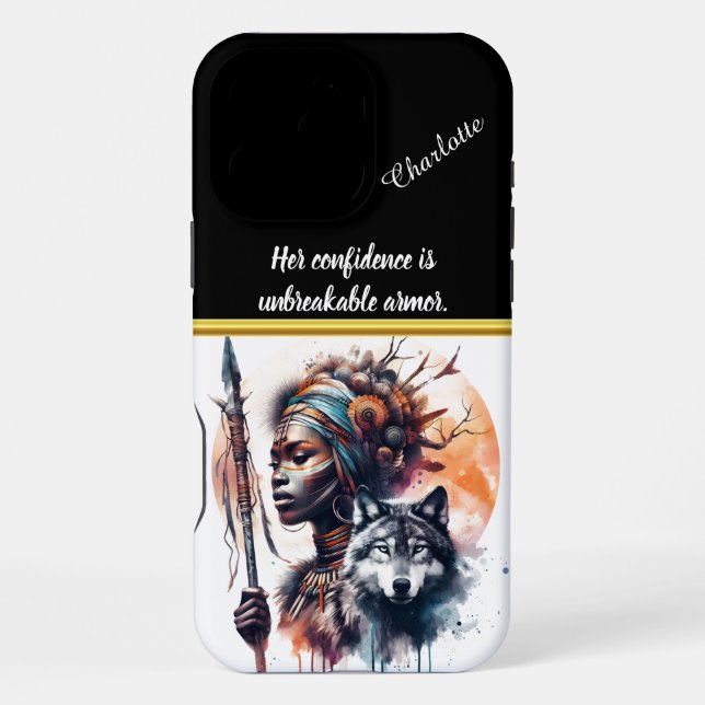 Krieger mit Wolfskunst iPhone Hülle (Rückseite)