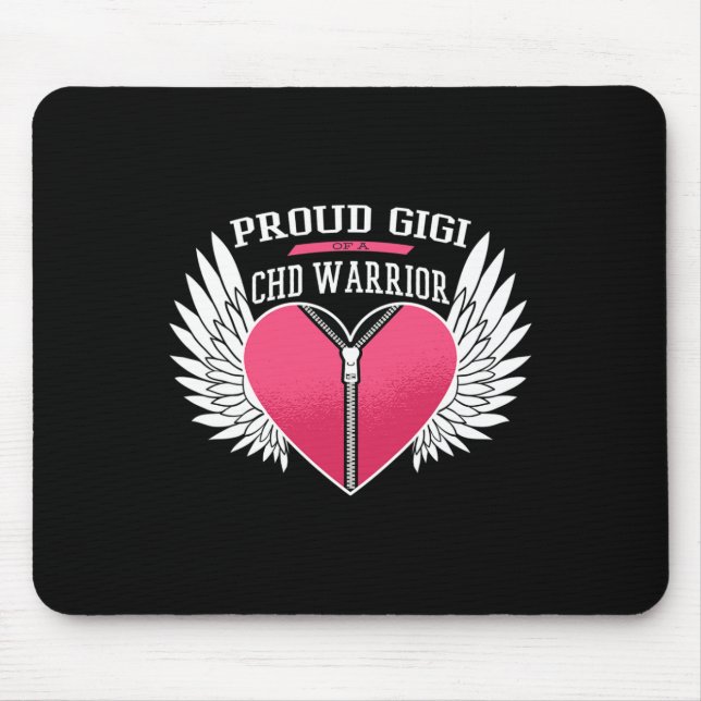Krieger Proud Gigi Zipper Herz mit Engel Flügel Mousepad (Vorne)