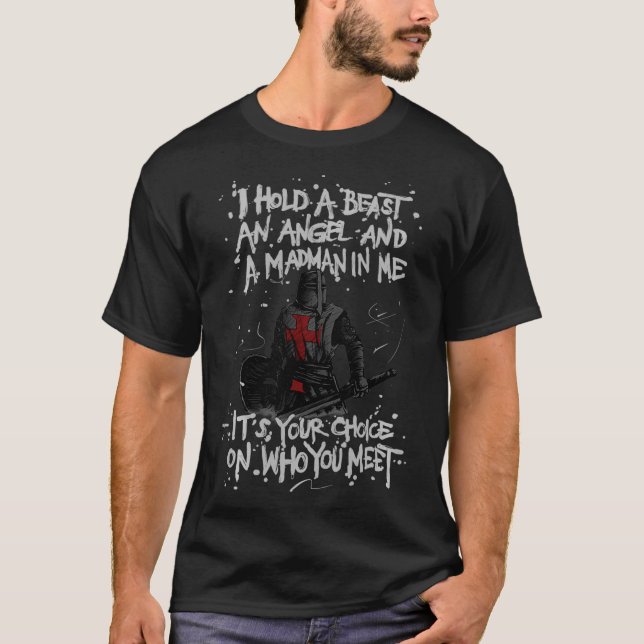 Krieger Ritter Templar mittelalterliches Geschenk T-Shirt (Vorderseite)