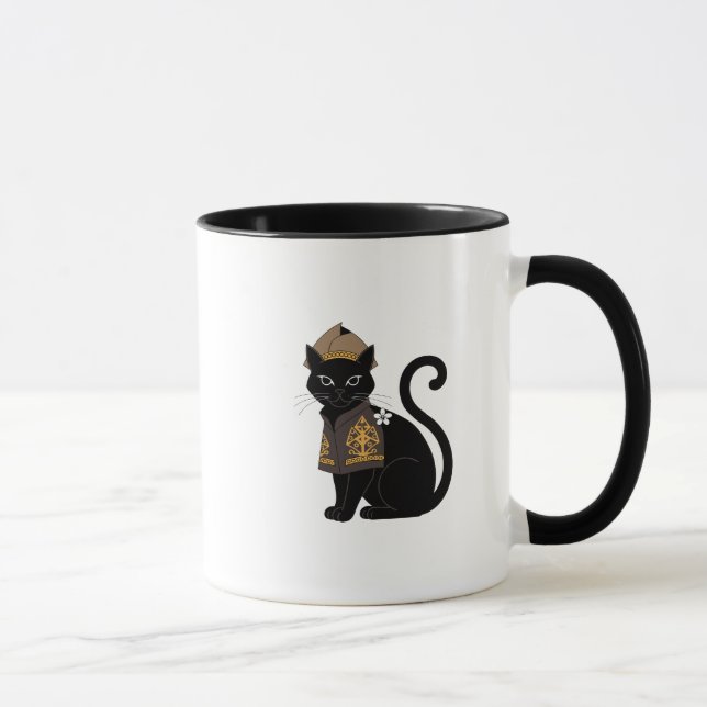 Krieger Schwarze Katze Kaffeetasse (Rechts)