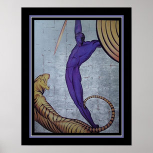 'Krieger & Tiger' Art Deco Print by Major Felten Poster