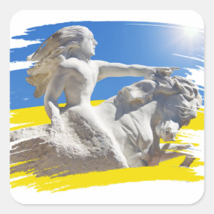 Krieger Ukraine Präsident Zelenskyy & Flag Quadratischer Aufkleber