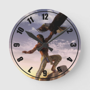 Krieger und Adler Runde Wanduhr