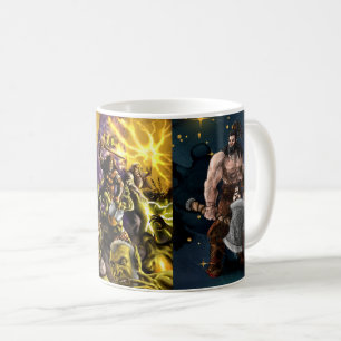 Krieger und Zauberer Fantasy Charaktere Schlacht Kaffeetasse