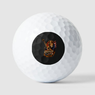 Krieger-Vater-Löwe-Amerikanische-Flagge-Gitarre Golfball