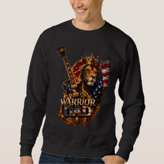 Krieger-Vater-Löwe-Amerikanische-Flagge-Gitarre-T- Sweatshirt