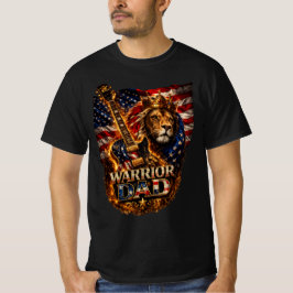 Krieger-Vater-Löwe-Amerikanische-Flagge-Gitarre-T- T-Shirt