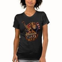 Krieger-Vater-Löwe-Amerikanische-Flagge-Gitarre-T-