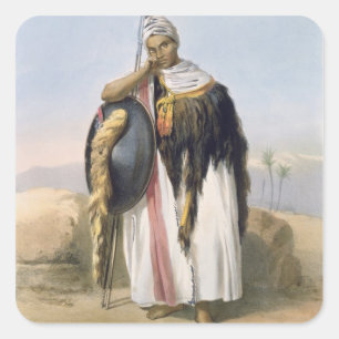Krieger vom Amhara, Äthiopien, Illustration von ' Quadratischer Aufkleber