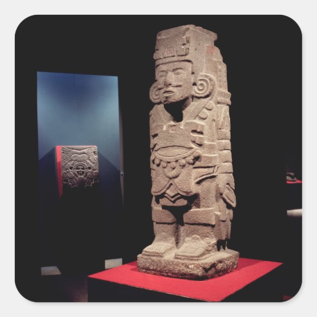 Krieger, von der Toltec Kultur Quadratischer Aufkleber (Vorderseite)
