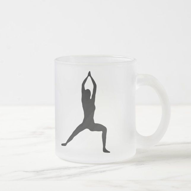 Krieger-Yoga-Pose-Silhouette Schwarzweiss Mattglastasse (Rechts)