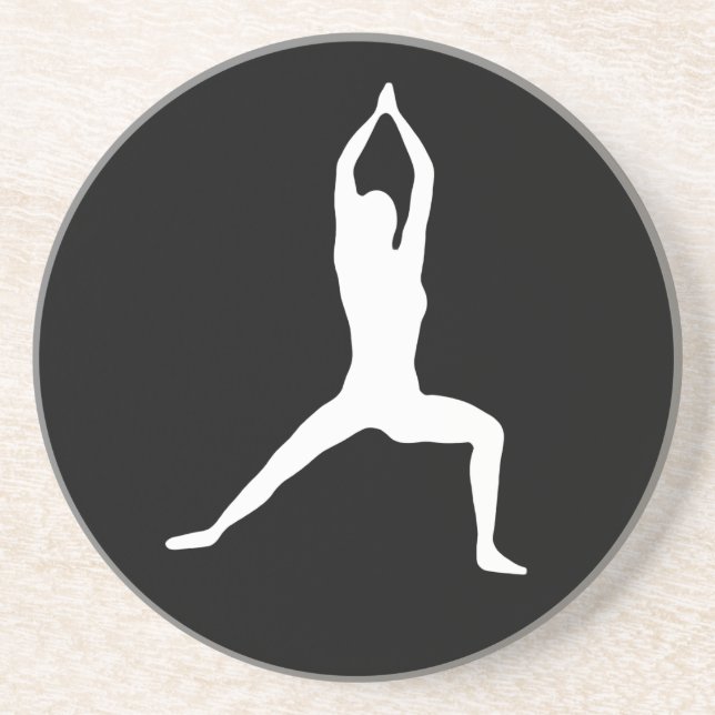 Krieger-Yoga-Pose-Silhouette Untersetzer (Vorne)