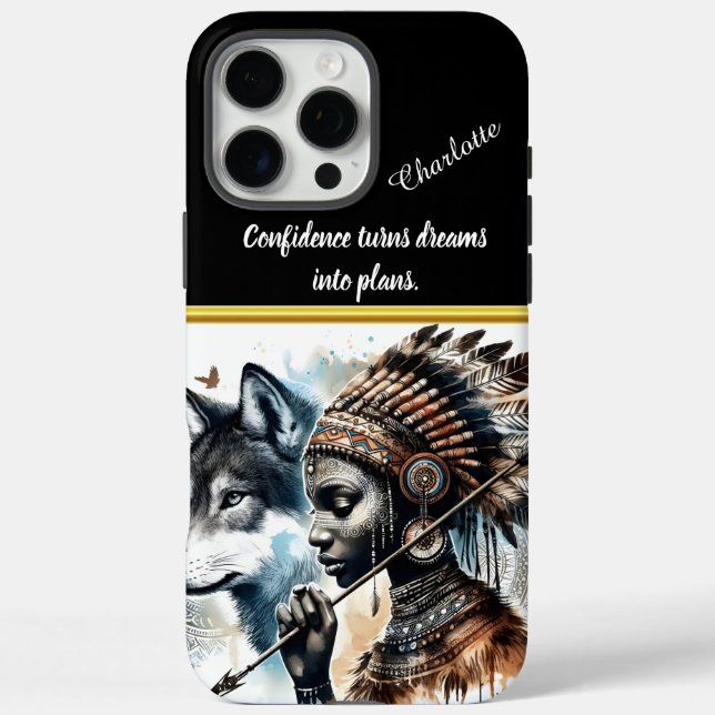 Kriegergeist vereint Wolf und indigene Frauen Case-Mate iPhone Hülle (Rückseite)