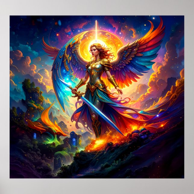 Kriegergöttin Lady Liberty Verteidigerin der Freih Poster (Vorne)