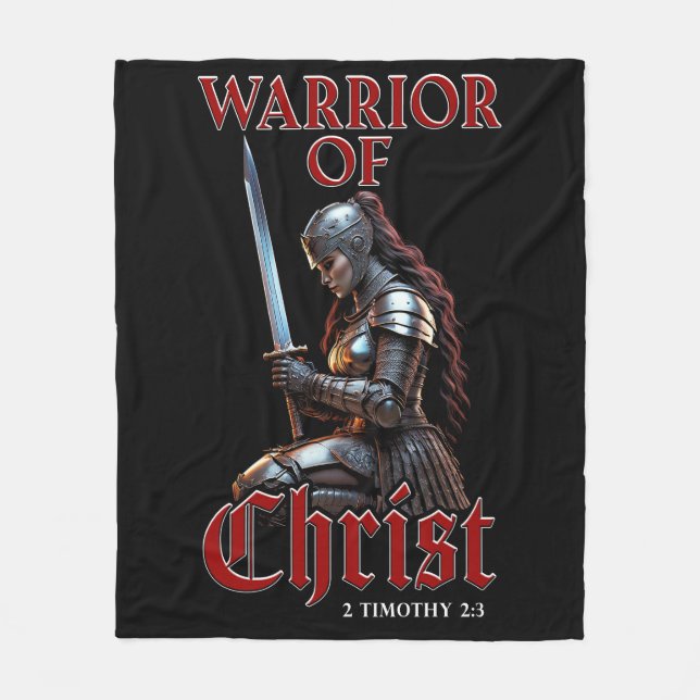 Kriegerin Christi 2 Timothy 2:3 Christlich Fleecedecke (Vorderseite)