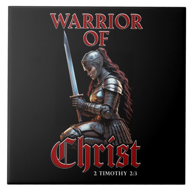 Kriegerin Christi 2 Timothy 2:3 Christlich Fliese (Vorderseite)
