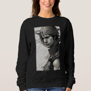 Kriegerin Mädchen Schwert Vintage Weiß Schwarz 1 Sweatshirt