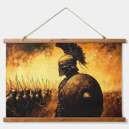 Kriegerin Wandteppich Mit Holzrahmen