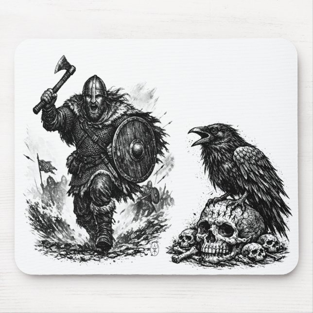 Kriegerischer Wikingeransturm – Tintenschlacht Mousepad (Vorne)