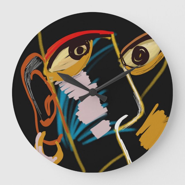 Kriegerportrait: primitive Ölentnahme Große Wanduhr (Vorderseite)