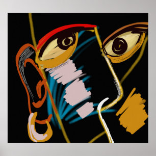 Kriegerportrait: primitive Ölentnahme Poster