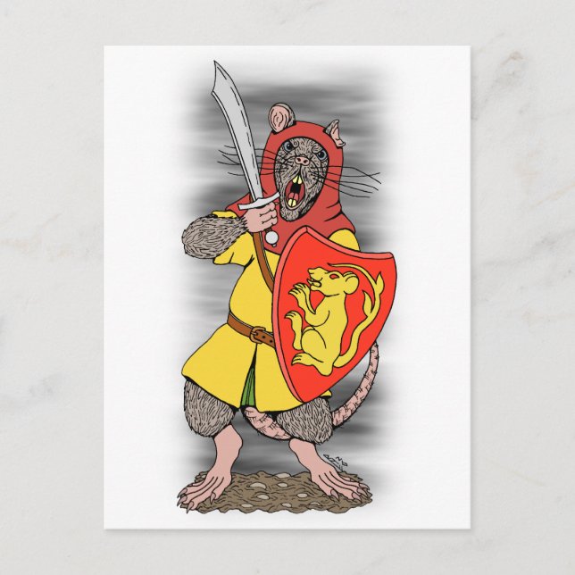 Kriegerratte mit Falchion Postkarte (Vorderseite)