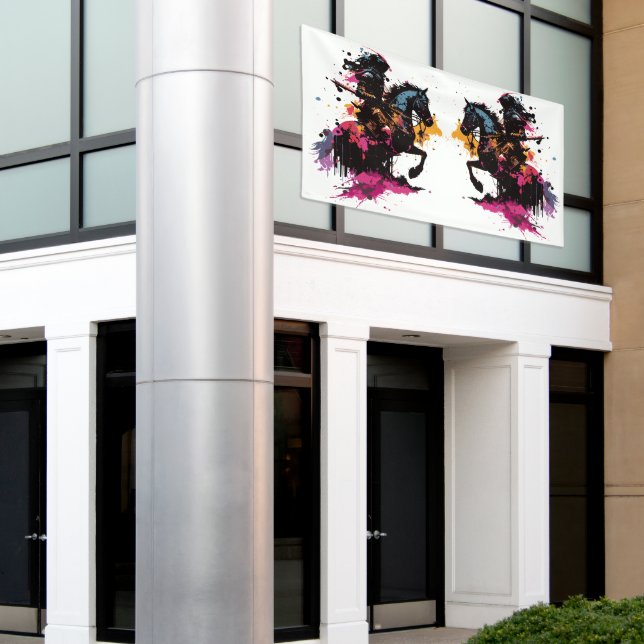 Kriegerreiten in Aquarell Banner (Äußeres Gebäude)