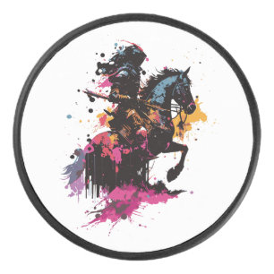 Kriegerreiten in Aquarell Eishockey Puck