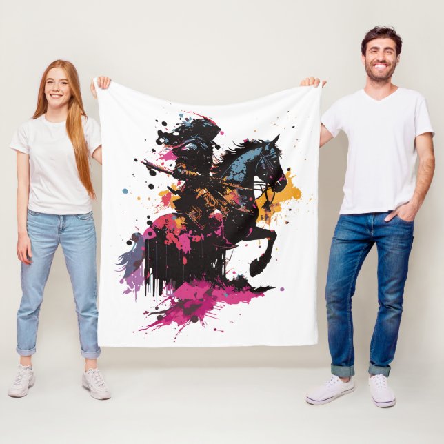 Kriegerreiten in Aquarell Fleecedecke (Beispiel)