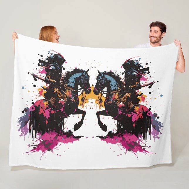 Kriegerreiten in Aquarell Fleecedecke (Beispiel)