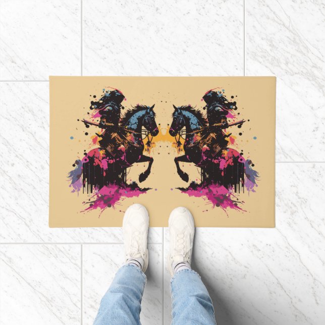 Kriegerreiten in Aquarell Fußmatte (Indoor)