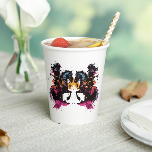 Kriegerreiten in Aquarell Pappbecher (In Situ)