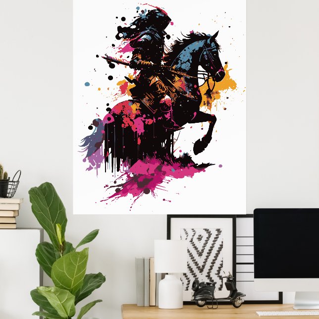 Kriegerreiten in Aquarell Poster (Heimbüro)
