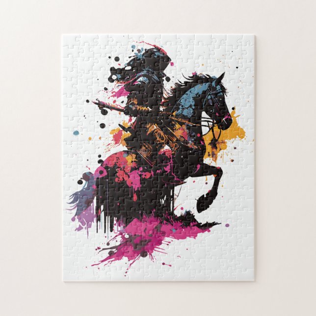 Kriegerreiten in Aquarell Puzzle (Vertikal)