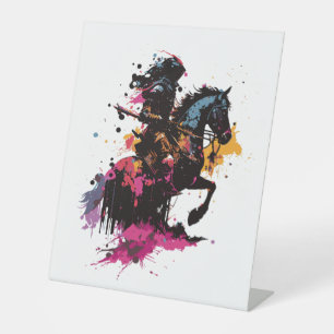 Kriegerreiten in Aquarell Sockelschild