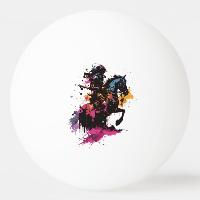 Kriegerreiten in Aquarell Tischtennisball (Vorderseite)