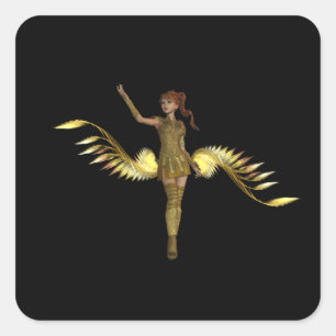 Kriegers-Mädchen-Aufkleber Quadratischer Aufkleber