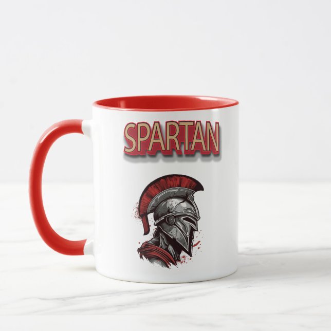 Kriegerstolz - Helm der Spartaner mit rotem Rauch Tasse (Links)