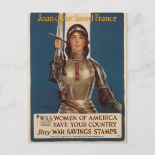 Kriegs-Postkarten, Vintage Jeanne d'Arc Postkarte
