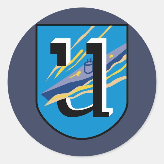Kriegsmarine 1. U-Boot Flottilla Emblem Runder Aufkleber (Vorderseite)