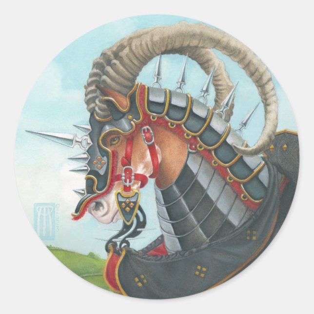Kriegspferd Runder Aufkleber (Vorderseite)