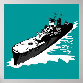 Kriegsschiff der Marine mit Großwaffenplakat Poster