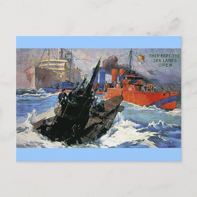 Kriegsschiff-Unterseeboot Postkarte (Vorderseite)