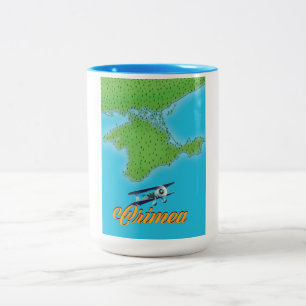 Krim Vintage Reiseplakatkarte Zweifarbige Tasse