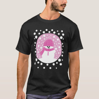 Krimbles Fun Snowy Snowman mit rosafarbenem Wollhu T-Shirt