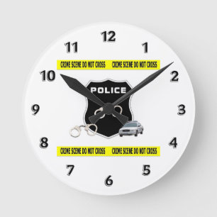 Kriminalpolizei Runde Wanduhr