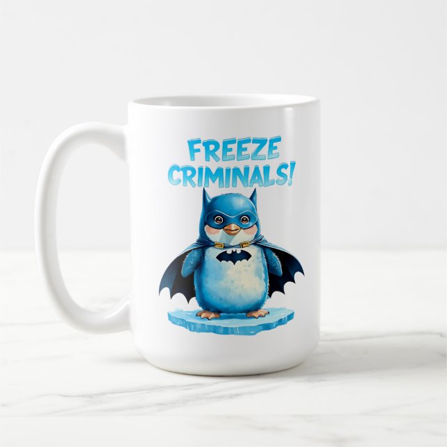 Kriminelle zum Einfrieren - Dunkler Pinguin Kaffeetasse (Links)