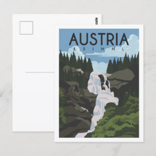 Krimml Österreich Berühmter Platz Illustration Postkarte